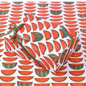 NWT Knot & Bow Watermelon newsprint wrapping paper